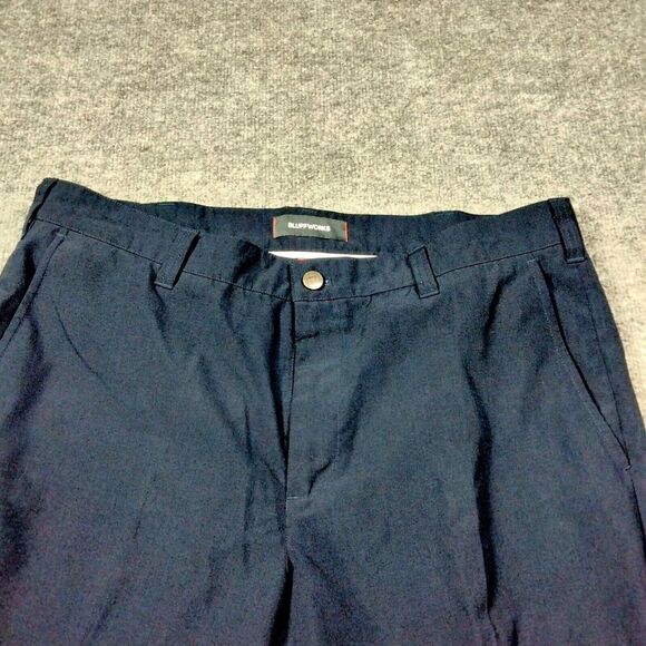 Bluffworks Pants Men's Size 37x30 Navy Blue Polyester Original Chino Regular Fit - Picture 4 of 11